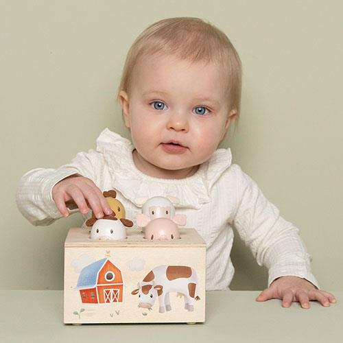 Дървена Музикална Бебешка Играчка Pop-Up Little Farm