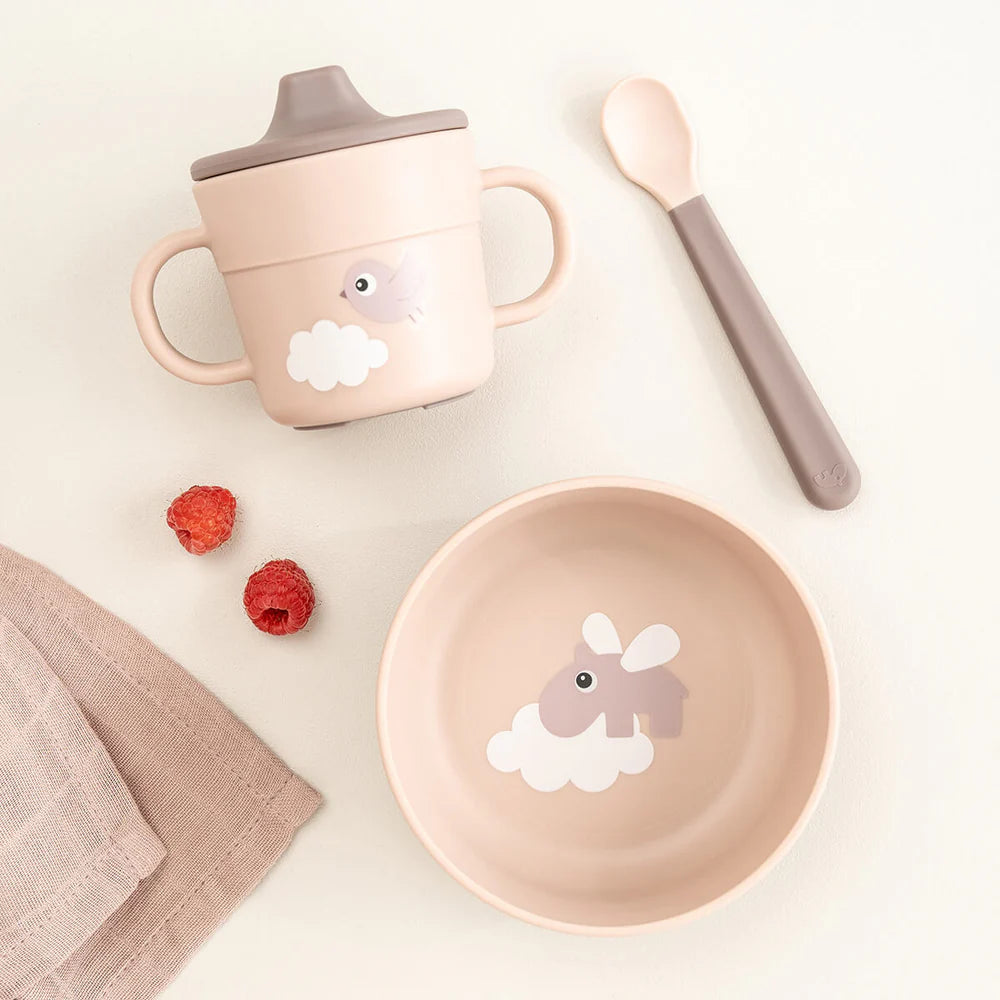 Комплект за първо хранене с вакуум 3 части Happy clouds Powder